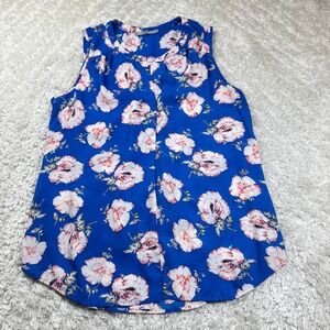 Daniel Rainn Top Women's Large Blue Floral Print Sleeveless Boho Anthropologie